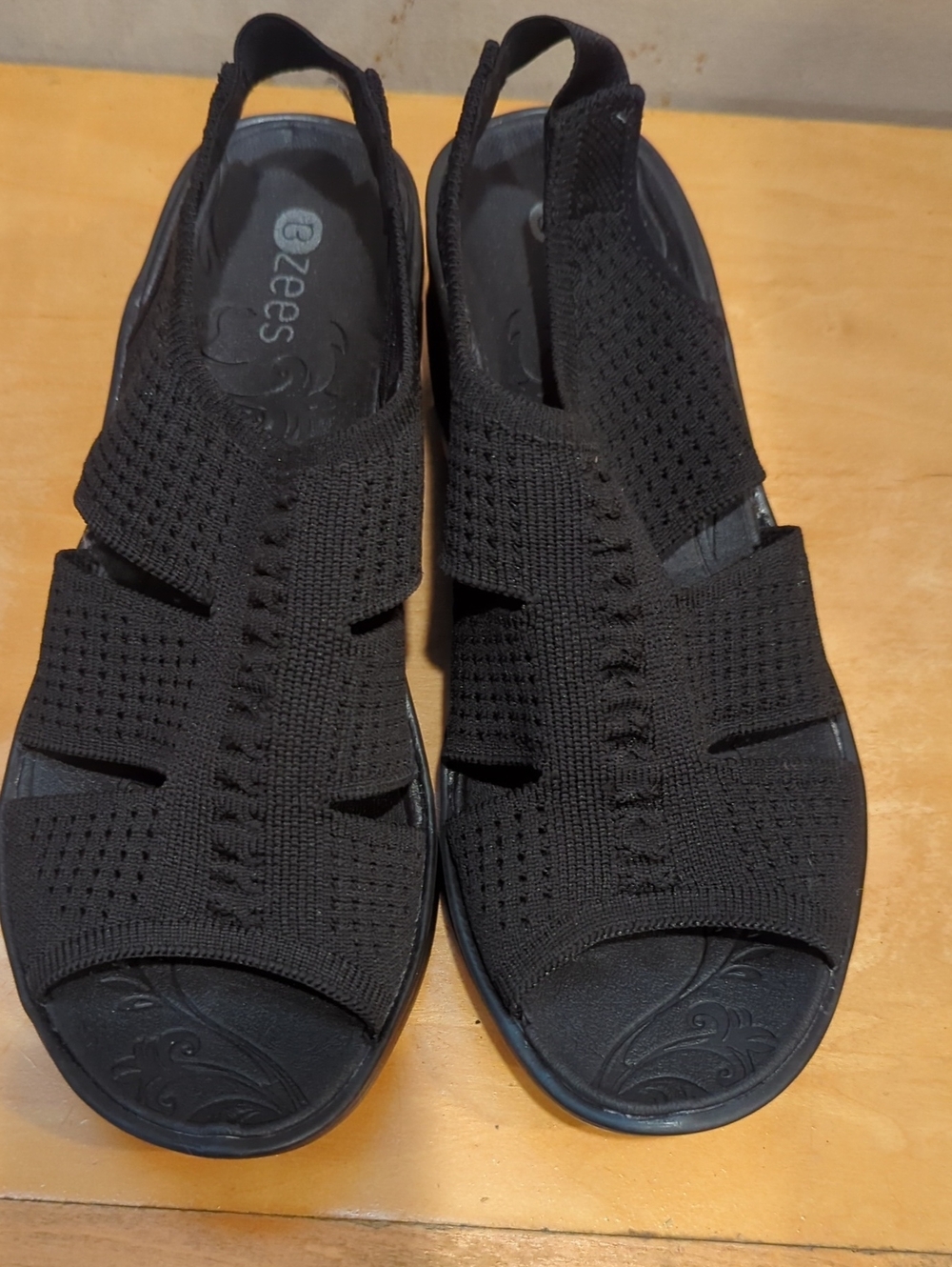Bzees Black Knit Slingback Sandals